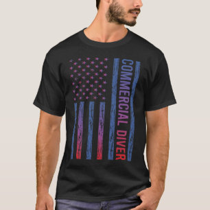 Amerikaanse vlag commerciële duiker t-shirt