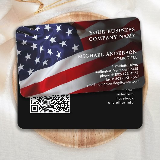 Amerikaanse vlag Corporate Modern Patriotic QR Cod Visitekaartje