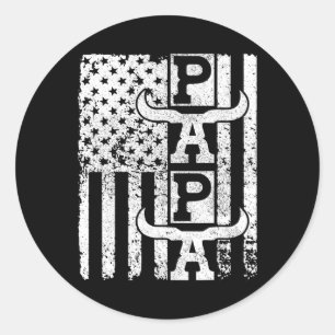 Amerikaanse vlag cowboy vader verjaardag vader out ronde sticker