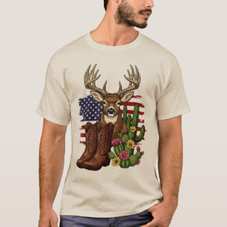 Amerikaanse Vlag Cowboylaarzen Jager Cadeau T-shirt