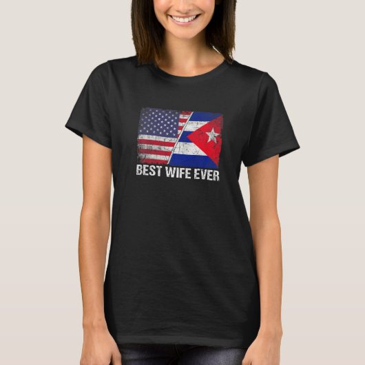 Amerikaanse vlag & Cuba vlag Beste vrouw ooit fami T-shirt (Voorkant)