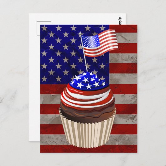Amerikaanse vlag Cupcakes patroon Briefkaart (Voorkant / Achterkant)