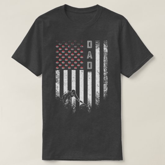  Amerikaanse vlag Curling Dad Curler Silho T-shirt (Design voorkant)