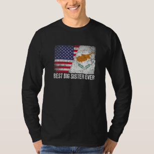 Amerikaanse vlag & Cyprus vlag Beste grote zuster T-shirt