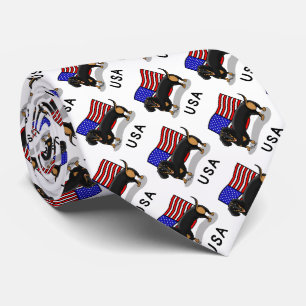 Amerikaanse vlag Dachshund Dachsie (zwart-wit) Stropdas