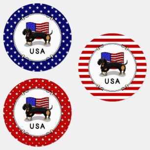 Amerikaanse vlag Dachshund - (zwart-wit) Labels