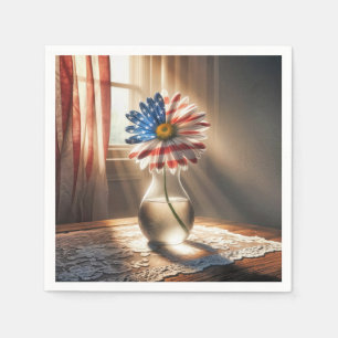 Amerikaanse vlag Daisy in glazen vaas Servet