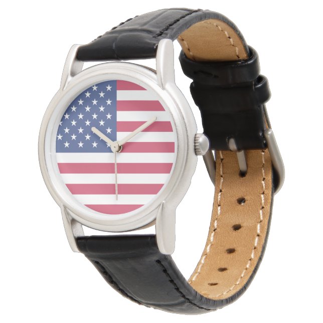 Amerikaanse vlag Dames Watch Horloge (Gekanteld)