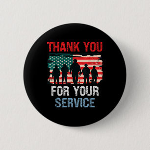 Amerikaanse vlag Dank u voor uw service - Memorial Ronde Button 5,7 Cm