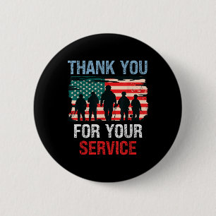 Amerikaanse vlag Dank u voor uw service - Memorial Ronde Button 5,7 Cm