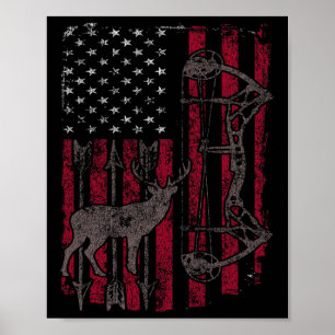 Amerikaanse vlag Deer Bow Hunting Patriotic Distre Poster