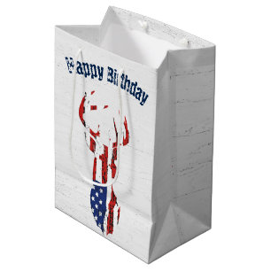 Amerikaanse vlag Deer op hout Medium Cadeauzakje