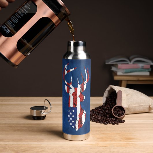 Amerikaanse vlag Deer Waterfles (Koffie)