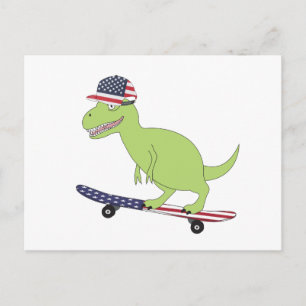 Amerikaanse Vlag Dinosaur Skateboarden Briefkaart