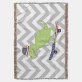 Amerikaanse vlag Dinosaur Skateboarding Deken (Voorkant Verticaal)