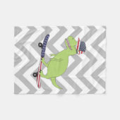 Amerikaanse vlag Dinosaur Skateboarding Fleece Deken (Voorkant (Horizontaal))