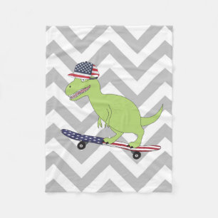 Amerikaanse vlag Dinosaur Skateboarding Fleece Deken