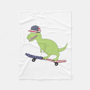 Amerikaanse vlag Dinosaur Skateboarding Fleece Deken