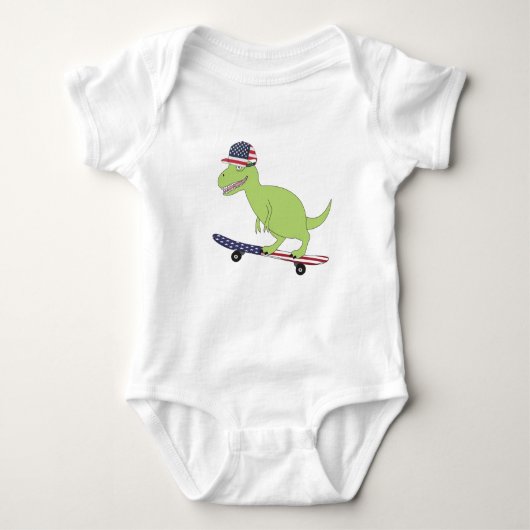 Amerikaanse vlag Dinosaur Skateboarding Romper (Voorkant)