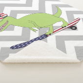 Amerikaanse vlag Dinosaur Skateboarding Sherpa Deken (3/4)