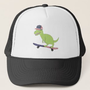 Amerikaanse vlag Dinosaur Skateboarding Trucker Pet