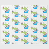 Amerikaanse vlag Dinosaur Surfing Cadeaupapier (Vlak)