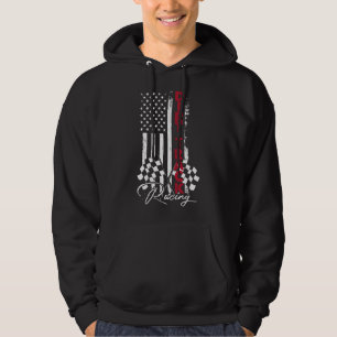 Amerikaanse Vlag Dirt Track Raceauto Motorrijder Hoodie
