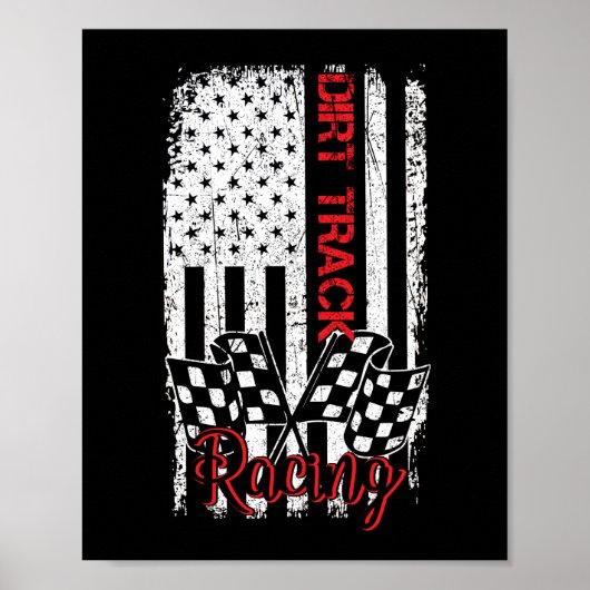 Amerikaanse Vlag Dirt Track-rackchauffeur Poster (Voorkant)