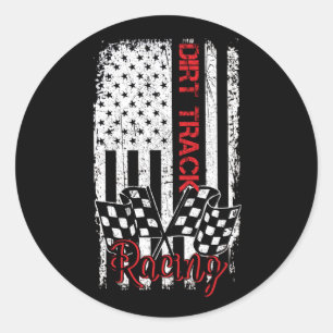 Amerikaanse Vlag Dirt Track-rackchauffeur Ronde Sticker
