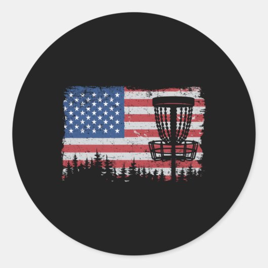 Amerikaanse vlag Disc Golf Basket Frisbee Disc Gol Ronde Sticker (Voorkant)