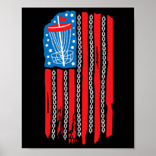 Amerikaanse Vlag Disc Golf Bysket Ketting 4 juli M Poster