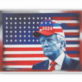 Amerikaanse vlag Donald Trump 2024 Sticker (Voorkant)