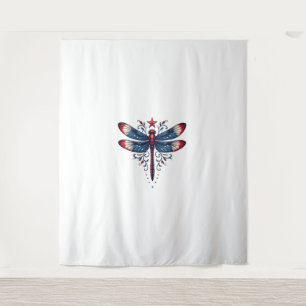 Amerikaanse Vlag Dragonfly Patriottische 4th of Ju Wandkleed