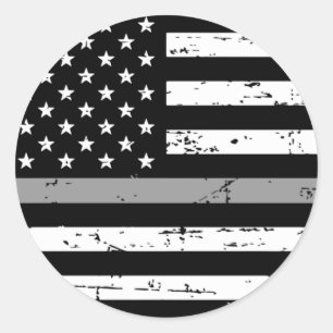 Amerikaanse vlag dunne zilveren lijn ronde sticker
