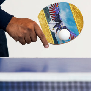 Amerikaanse vlag Eagle vliegt in de folie van het Tafeltennisbatje