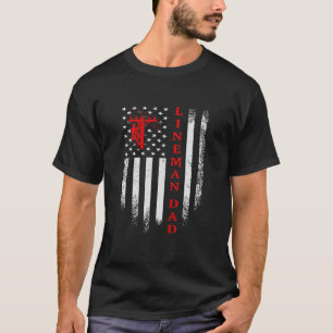 Amerikaanse vlag Elektrische kabel Lineman Dad T-shirt