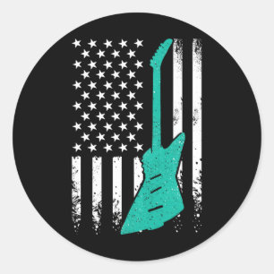 Amerikaanse vlag elektrische rock gitaar 4e ronde sticker