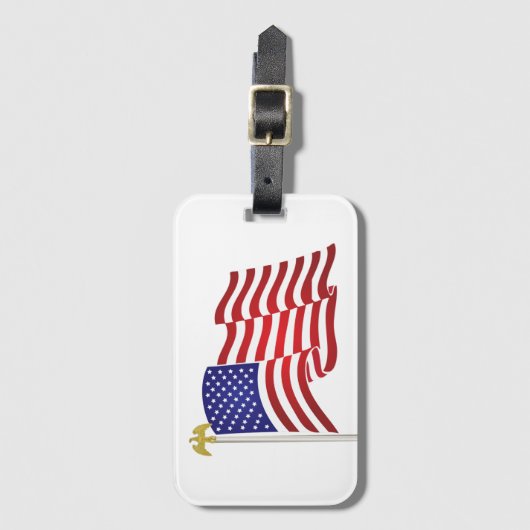 Amerikaanse vlag en adelaar bagagelabel (Voorkant (verticaal))