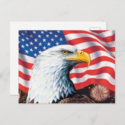 Amerikaanse vlag en adelaar feestdagenkaart (Voorkant / Achterkant)