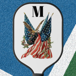 Amerikaanse vlag en adelaar patriottisch aangepast pickleball paddle