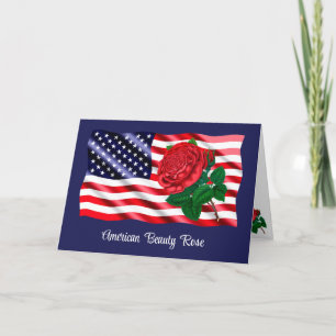 Amerikaanse vlag en Amerikaanse schoonheid rode ro Bedankkaart