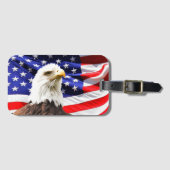 Amerikaanse vlag en Amerikaanse zeearend Bagagelabel (Voorkant (horizontaal))