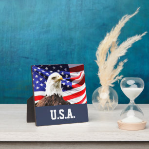 Amerikaanse vlag en Amerikaanse zeearend Fotoplaat