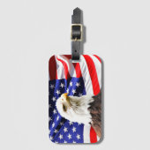 Amerikaanse vlag en Bald Eagle Bagagelabel (Voorkant (verticaal))