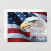 Amerikaanse vlag en Bald Eagle Briefkaart (Voorkant / Achterkant)