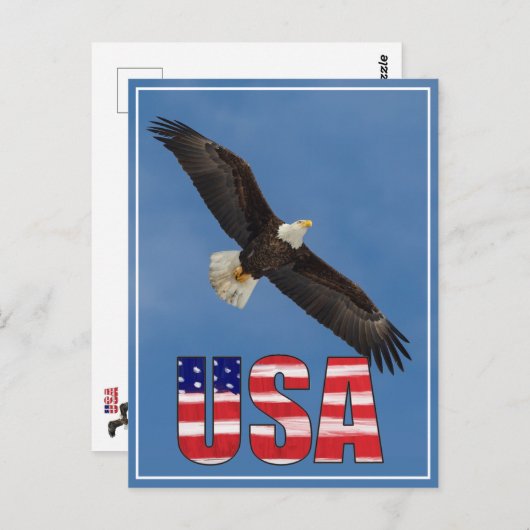 Amerikaanse vlag en Bald Eagle Briefkaart (Voorkant / Achterkant)