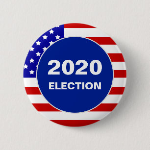 Amerikaanse vlag en bewerkbare verkiezingstekst 20 ronde button 5,7 cm