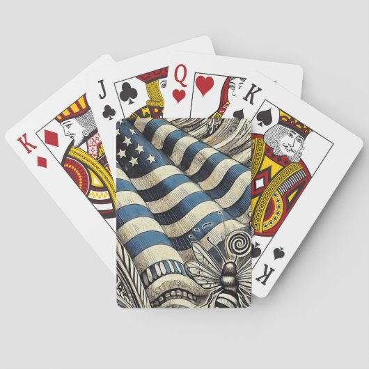 Amerikaanse vlag en bijen pokerkaarten (Achterkant)