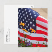 Amerikaanse vlag en bloemen briefkaart (Voorkant / Achterkant)