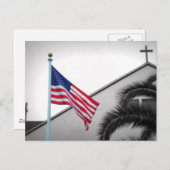 Amerikaanse vlag en Crucifix Briefkaart (Voorkant / Achterkant)
